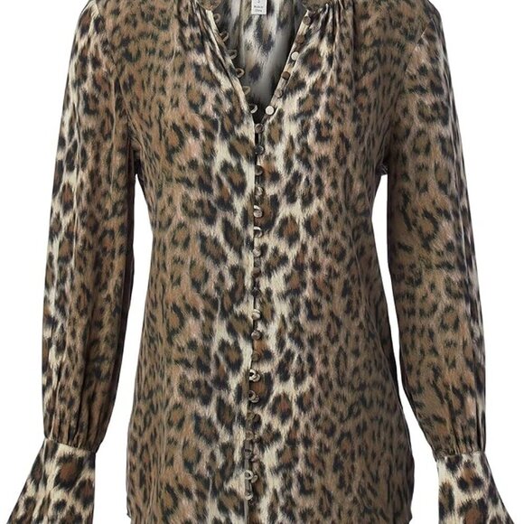 Joie Tariana Leopard-Print Blouse in Light Taupe - Picture 3 of 4